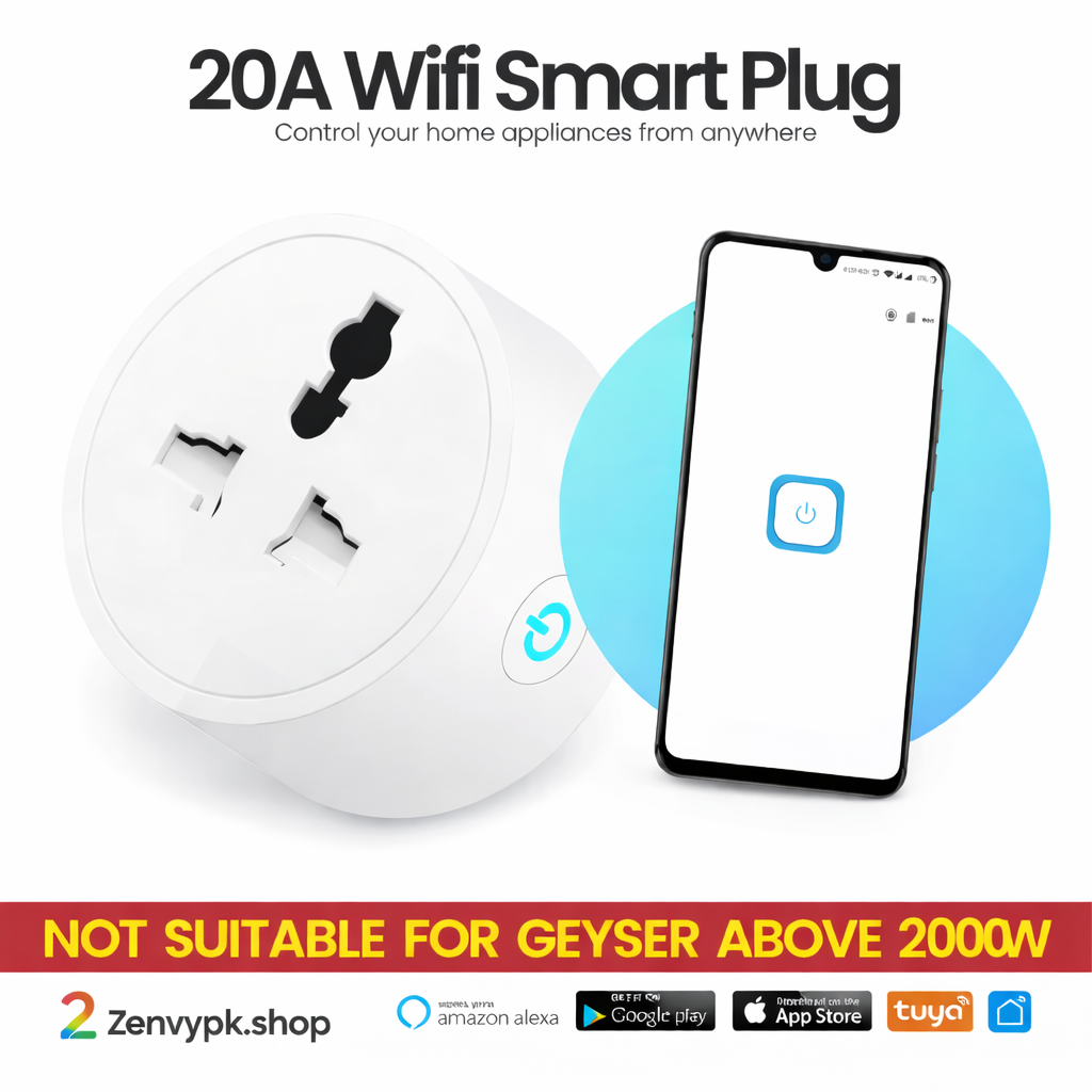 20A WiFi Smart Socket – Tuya App, Alexa/Google